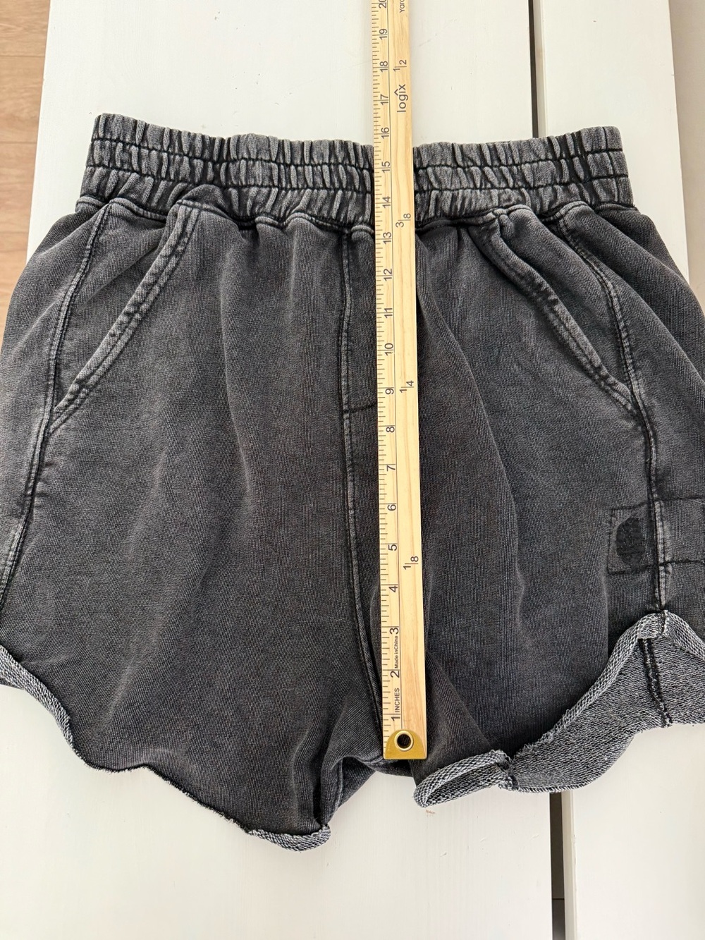 Free People FP Movement All Star Shorts Washed Black Raw Hem Sweat Shorts M - Picture 6 of 7